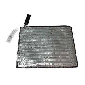 New Ann Taylor Women’s Sequin Cosmetic Bag Silver  BNWT
